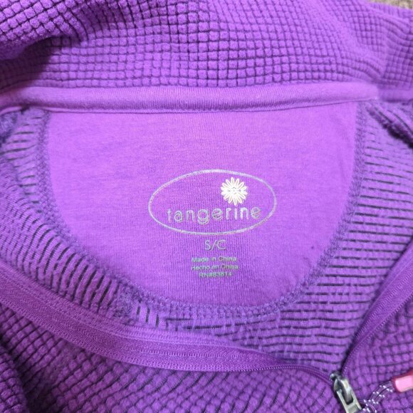 Tangerine Ladies Small Purple 1/4 Zip Waffle Knit Pullover w Pockets - Picture 4 of 8
